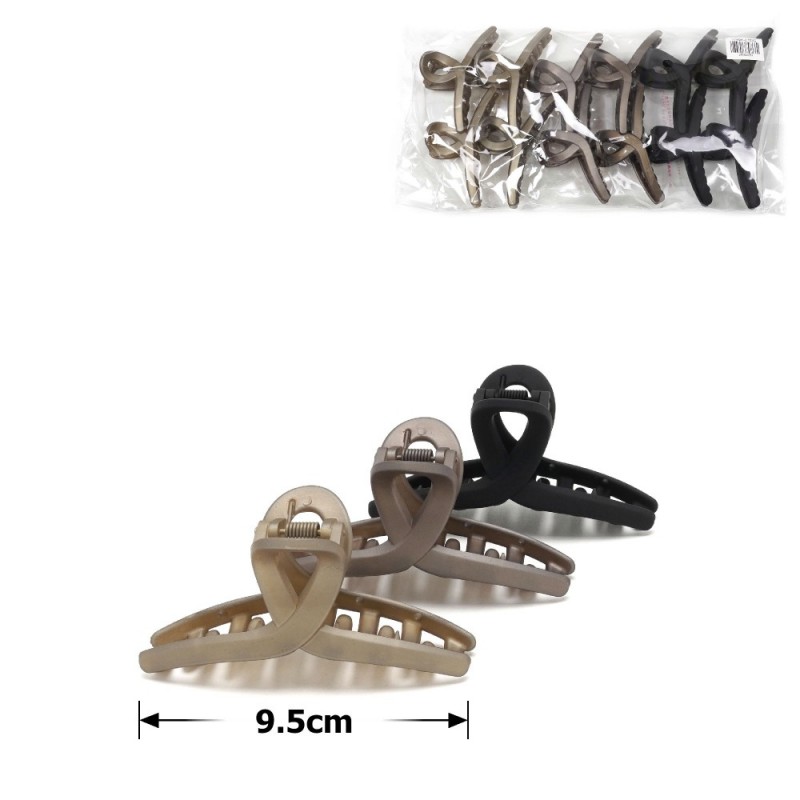 Набор заколок-крабов (93-28457) матовый коричневый