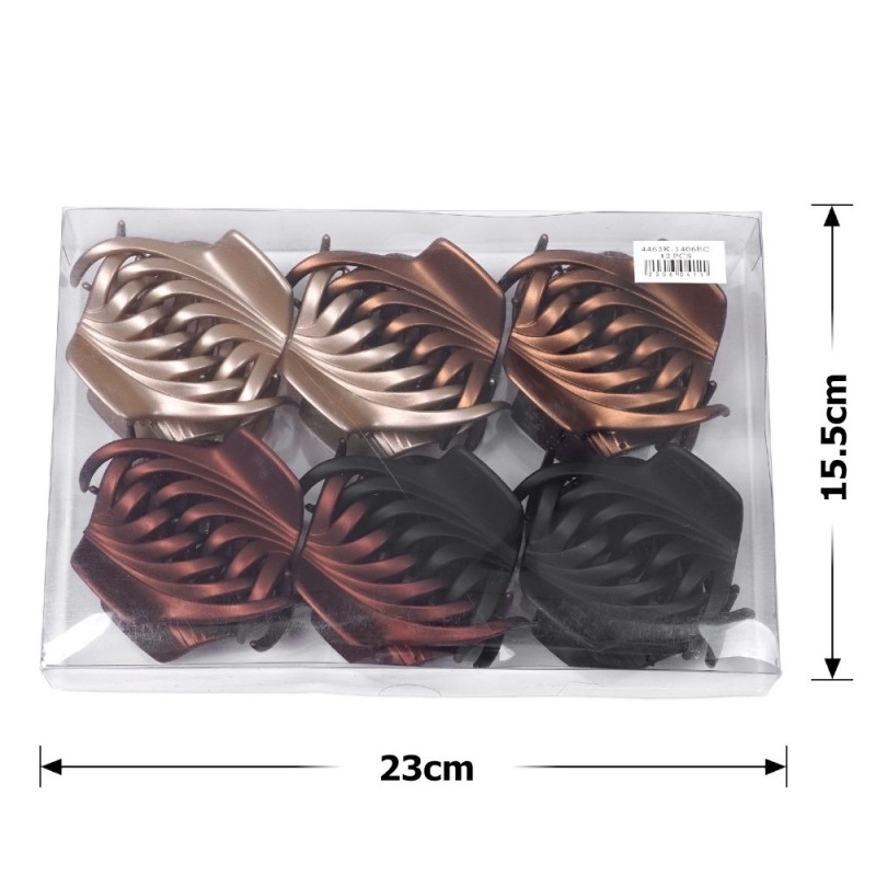 Набор заколок-крабов (16-28467) матовых коричневых