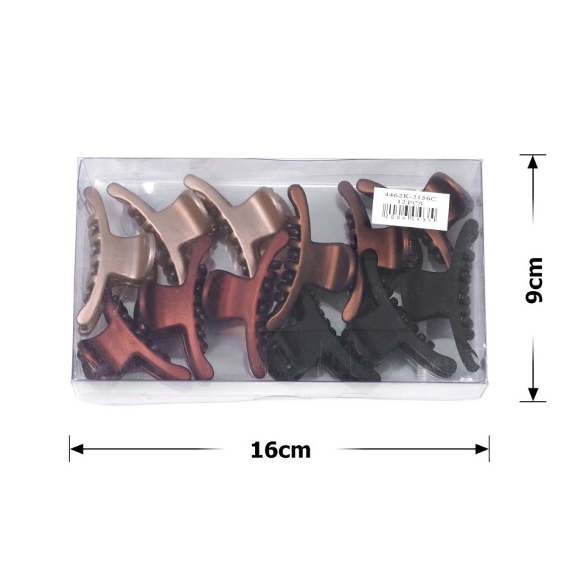 Набор заколок-крабов (40-28469) матовых коричневых