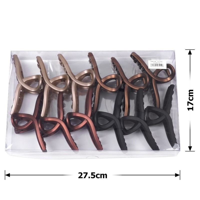 Набор заколок-крабов (90-28477) матовых коричневых