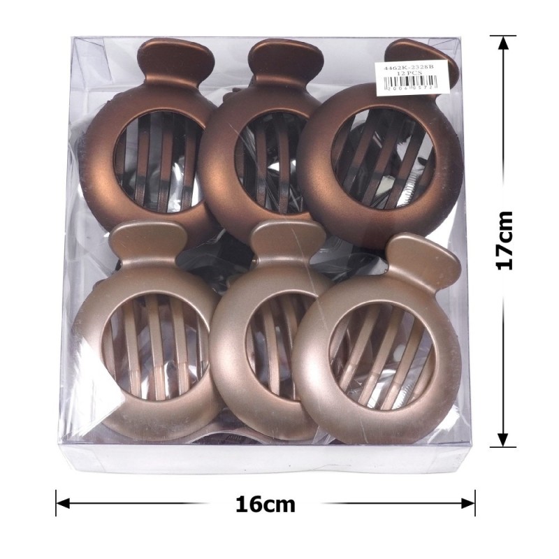 Набор боковых зажимом для волос (28483) коричневый