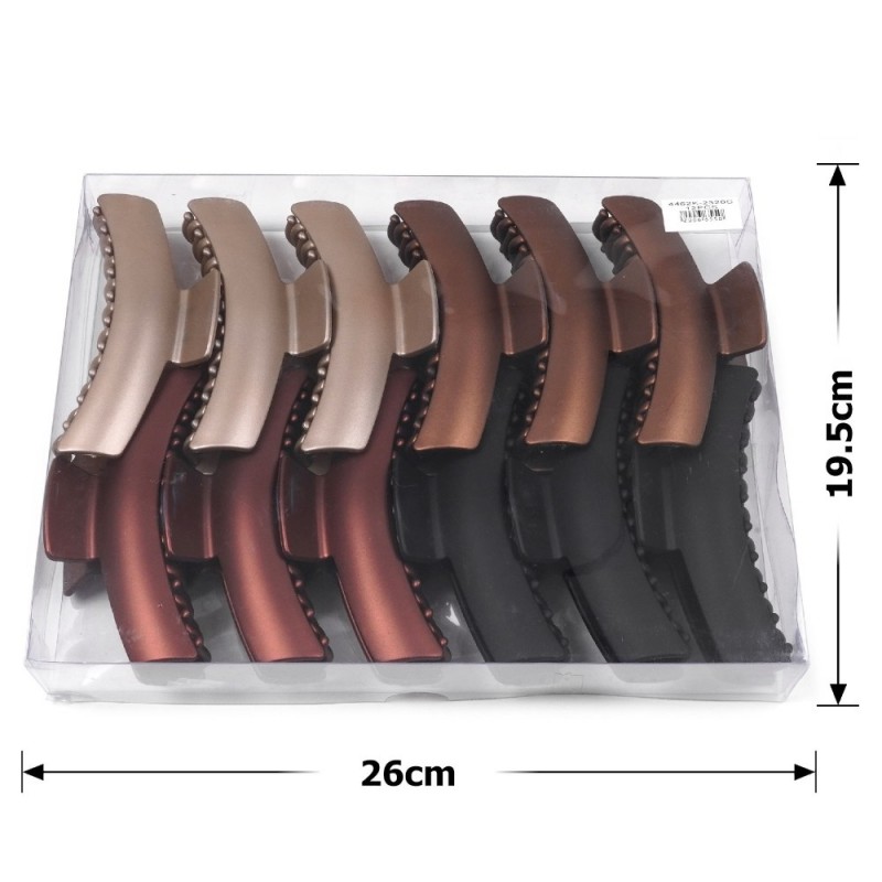 Набор заколок-крабов (28-29272) матовых коричневых