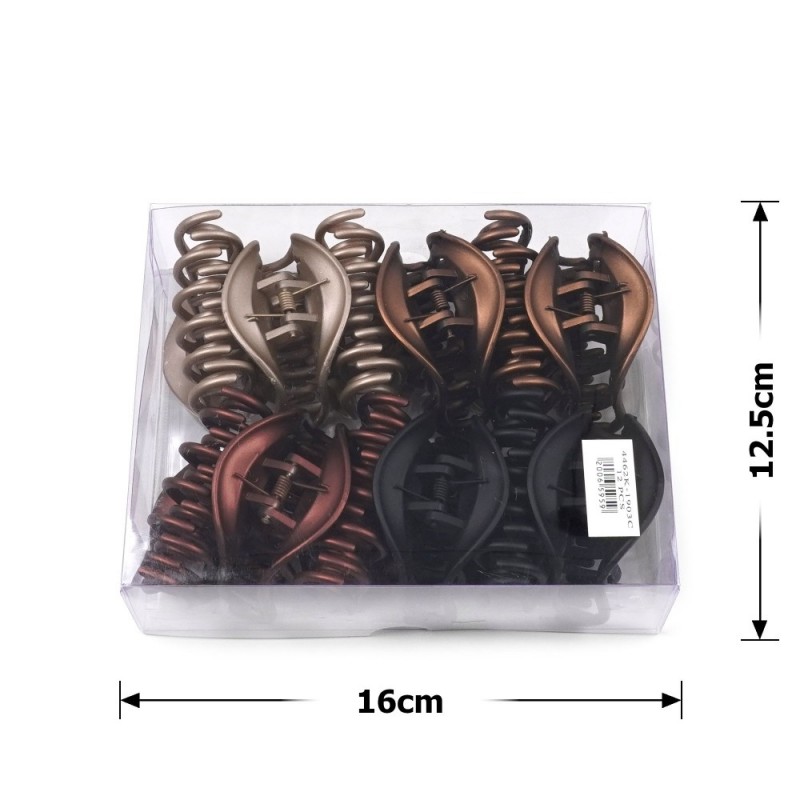 Набор заколок-крабов (108-29284) с двойными зубьями коричневые