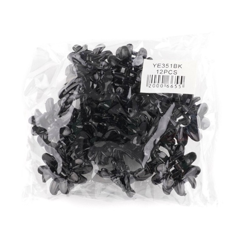 Набор заколок-крабов глянцевых чёрных (3217)