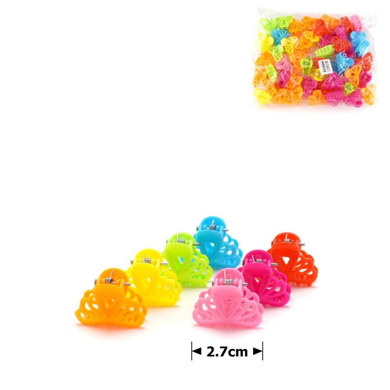 Набор заколок-крабов маленькие цветные (5646)