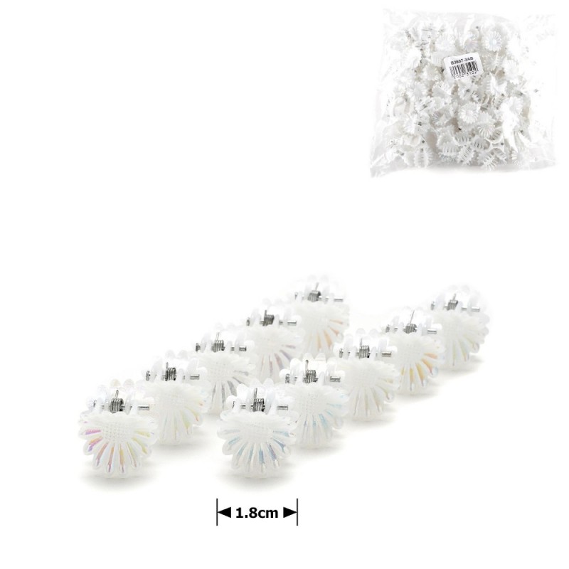 Набор заколок-крабов маленькие белые (7047)