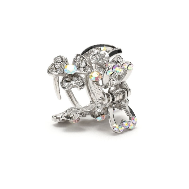 Заколка-краб для волос из металла со стразами 2.7см (13948)