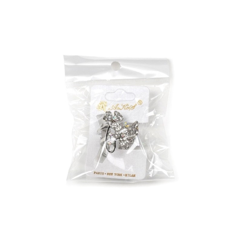 Заколка-краб для волос из металла со стразами 2.7см (13948)