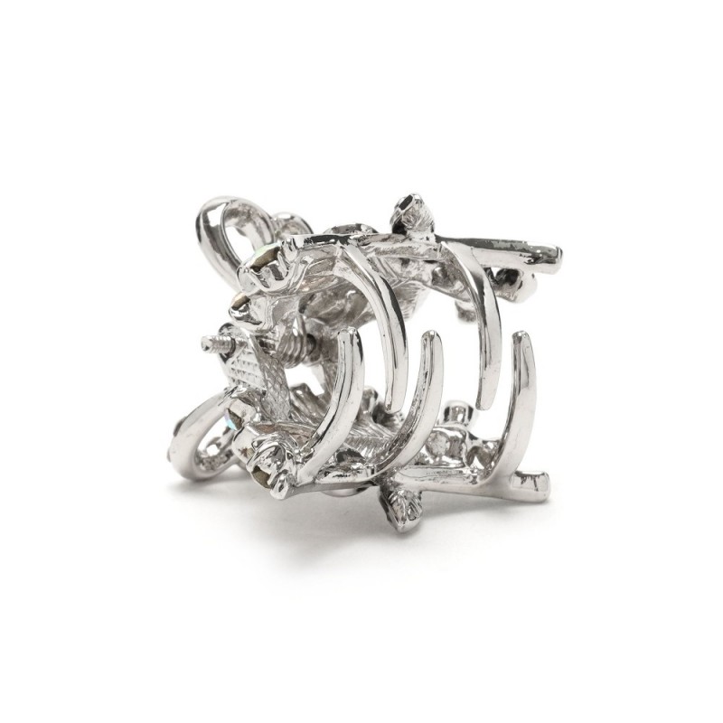 Заколка-краб для волос из металла со стразами 2.8см (13954)