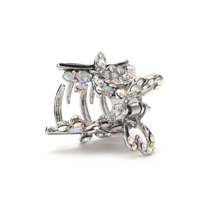 Заколка-краб для волос из металла со стразами 2.8см (13954)