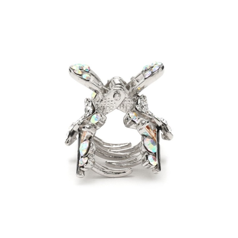 Заколка-краб для волос из металла со стразами 2.8см (13954)