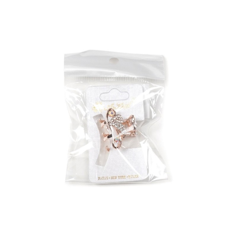 Заколка-краб для волос из металла со стразами 2.6см (13958) вариант 02