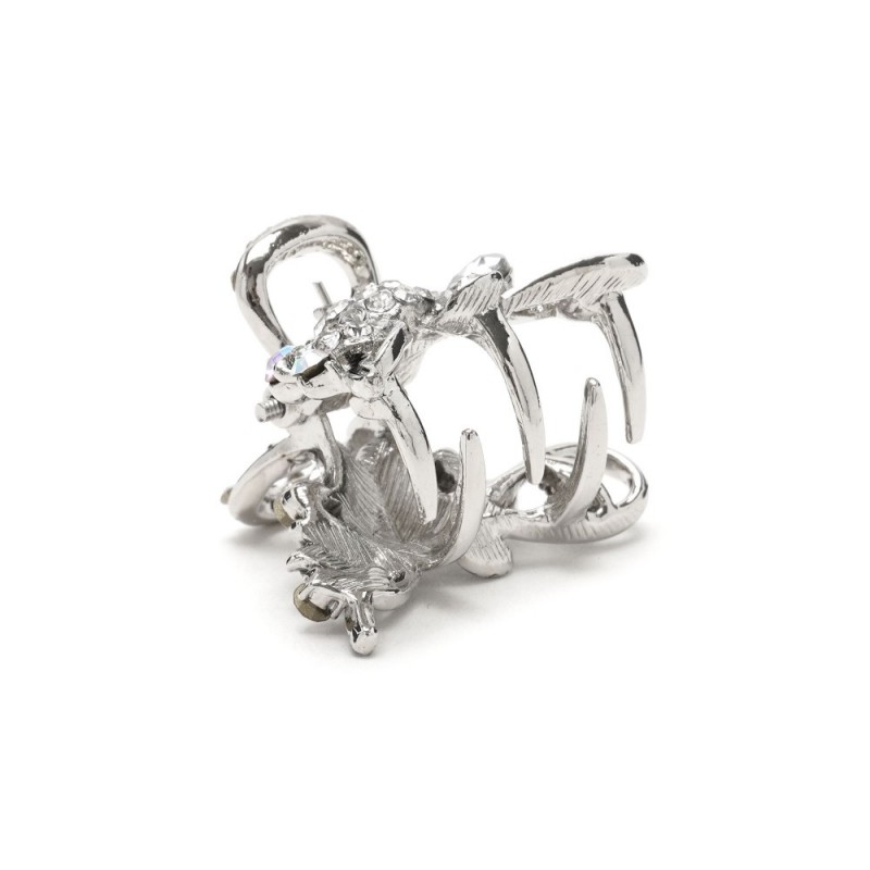 Заколка-краб для волос из металла со стразами 2.9см (13959)