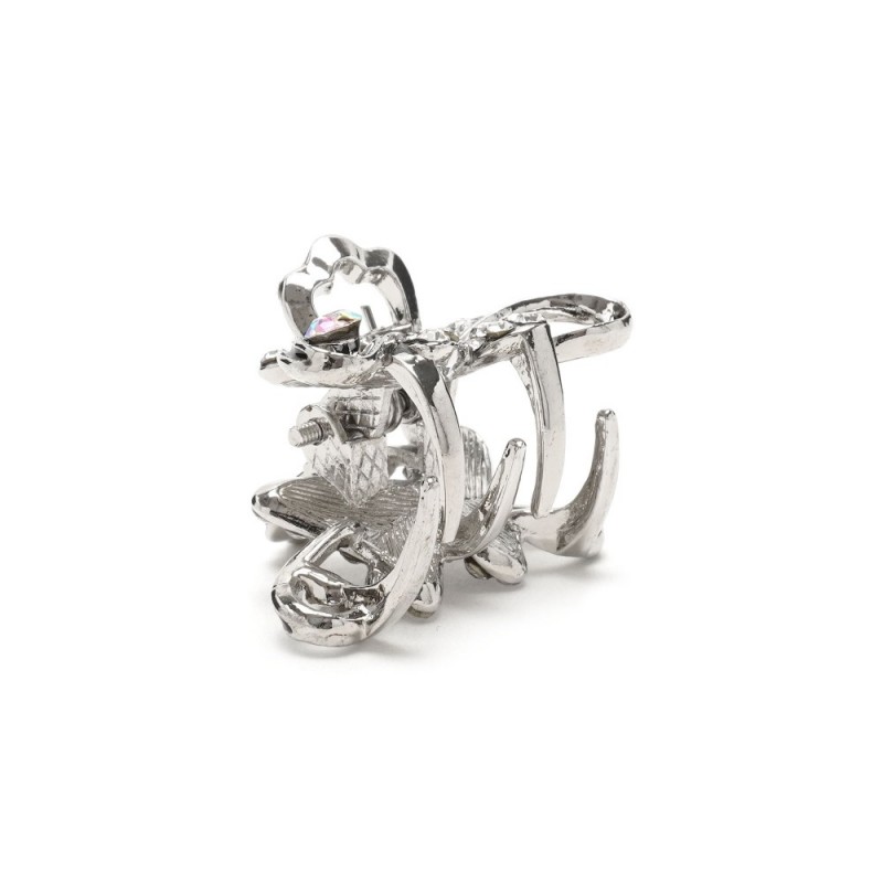 Заколка-краб для волос из металла со стразами 2.6см (13964)