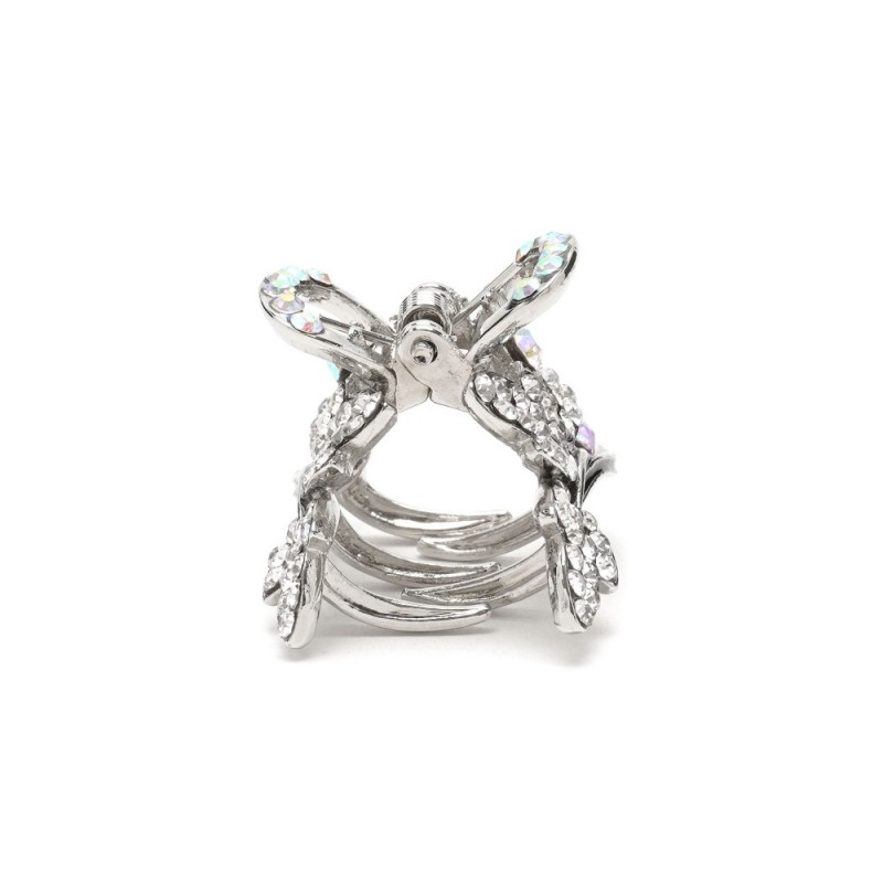 Заколка-краб для волос из металла со стразами 2.6см (13968)