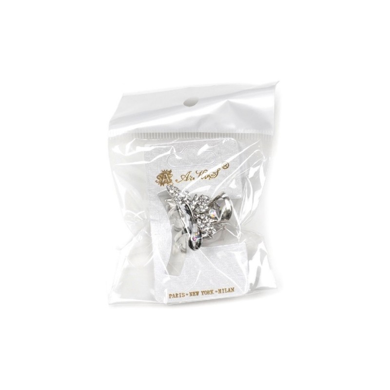 Заколка-краб для волос из металла со стразами 2.6см (13968)