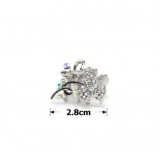 Заколка-краб для волос из металла со стразами 2.8см (13989)