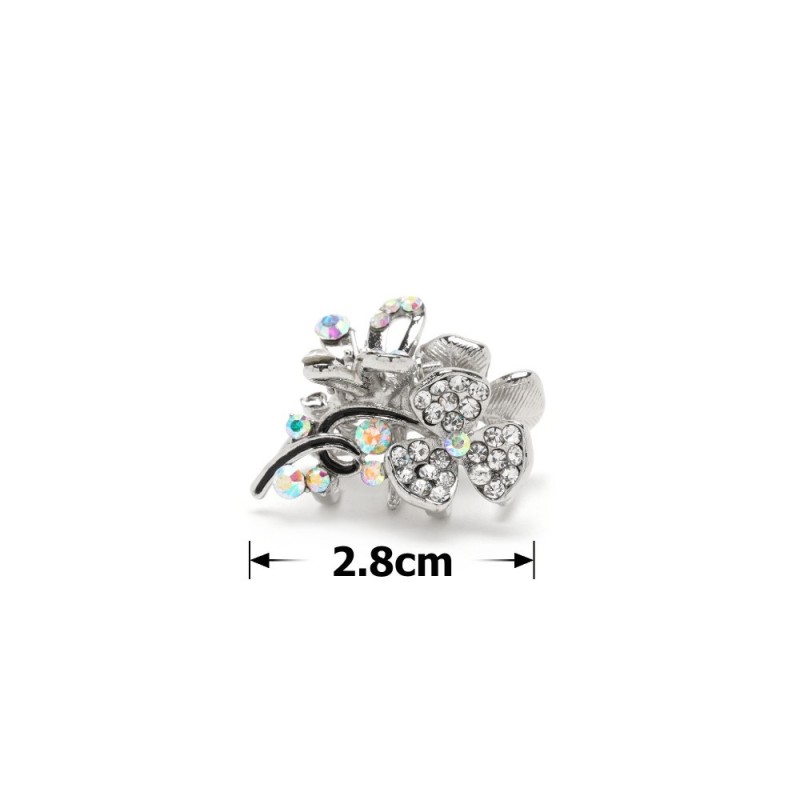 Заколка-краб для волос из металла со стразами 2.8см (13989)