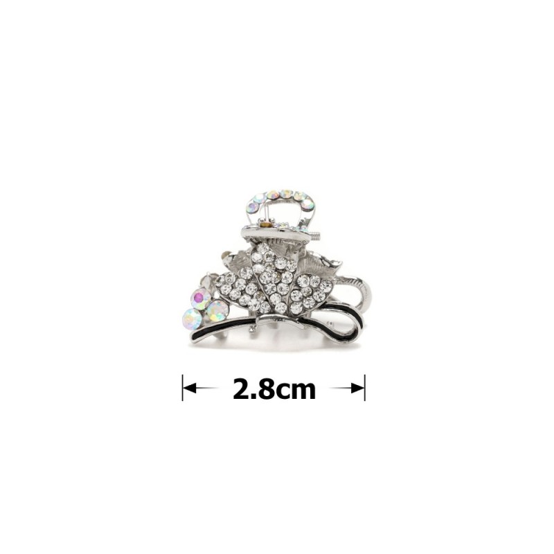 Заколка-краб для волос из металла со стразами 2.8см (14656) вариант 01