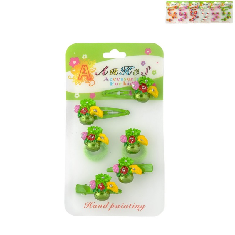Детский набор заколок Букет цветов (452)