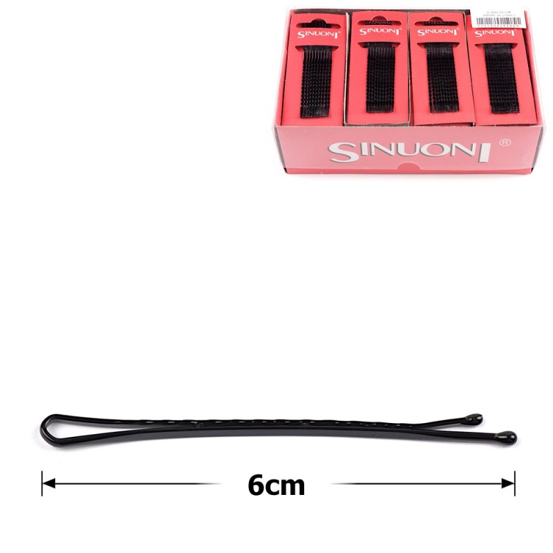 Набор заколок-невидимок ребристые 6см чёрные (395)