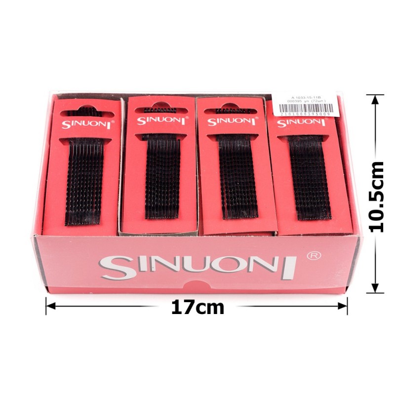 Набор заколок-невидимок ребристые 6см чёрные (395)