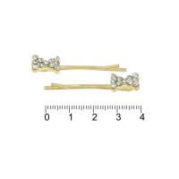 Набор заколок-невидимок со стразами 4см золотистые (11747)