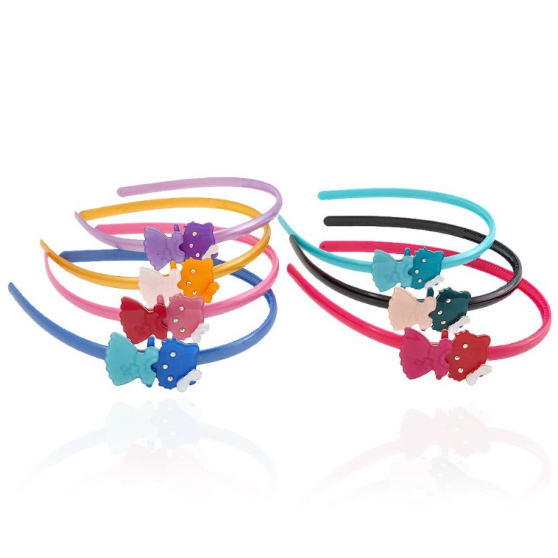 Набор детских обручей для волос пластиковый с украшением (10802)