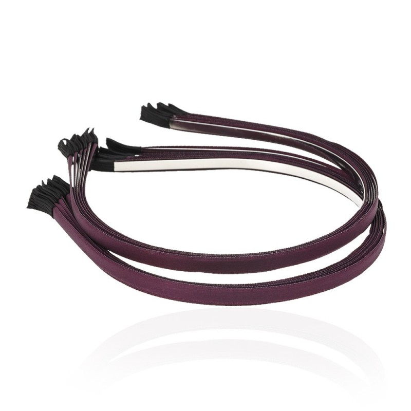 Набор обручей заготовок с атласной лентой 0.7см баклажановый (13291)