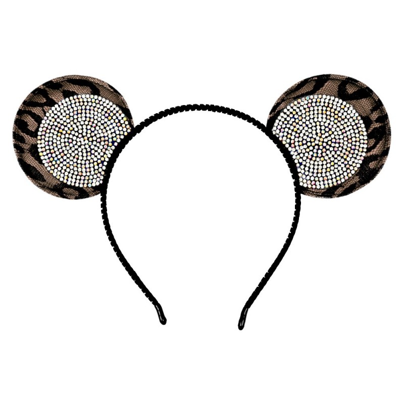 Обруч для волос Ушки микки-мауса со стразами (13608) вариант 02