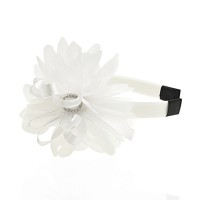 Обруч для волос белый с бантом (14835)