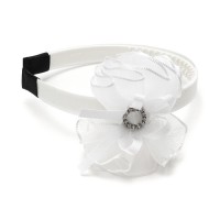 Обруч для волос белый с бантом (14988)