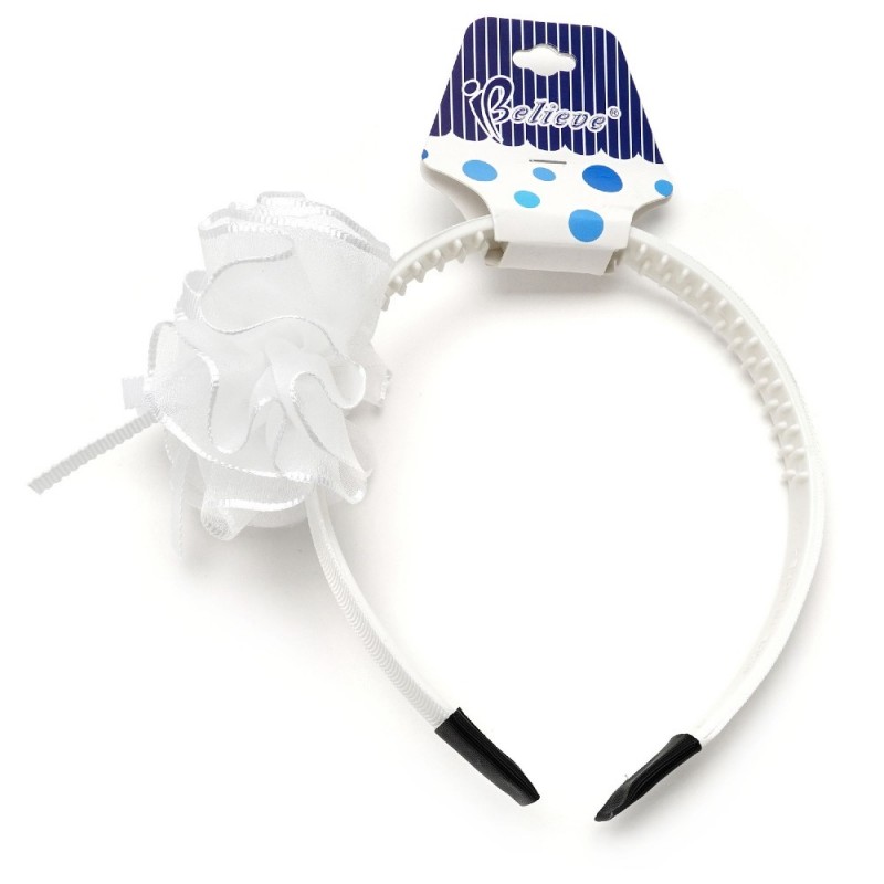 Обруч для волос белый с бантом (14988)