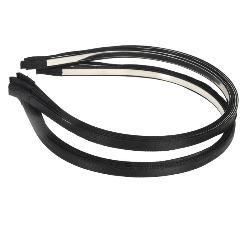 Набор обручей заготовок с атласной лентой 0.7см чёрный (12521)