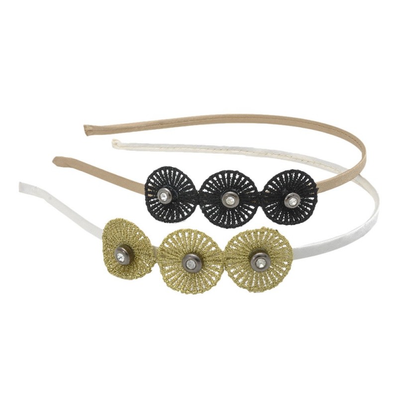 Набор обручей для волос с тканевыми украшениями (6406)