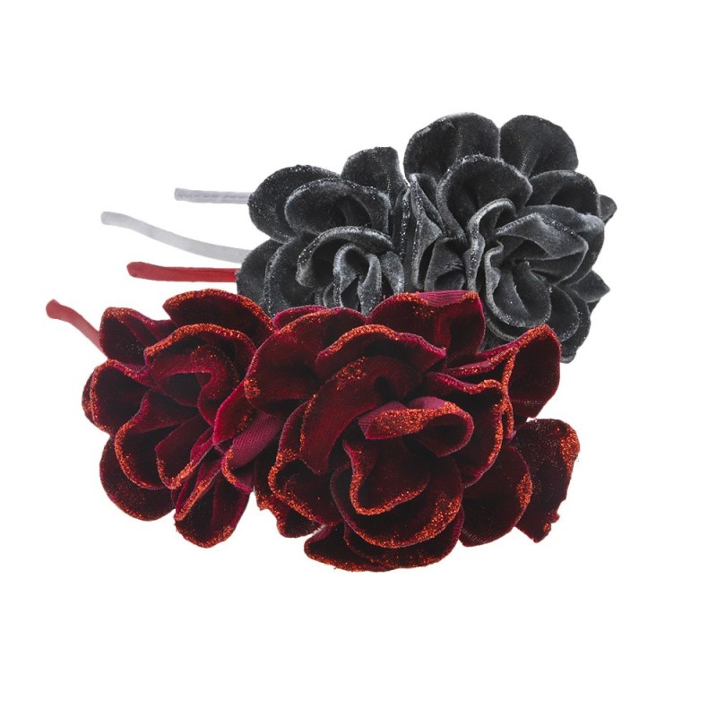 Набор обручей для волос с велюровым цветком (6708)