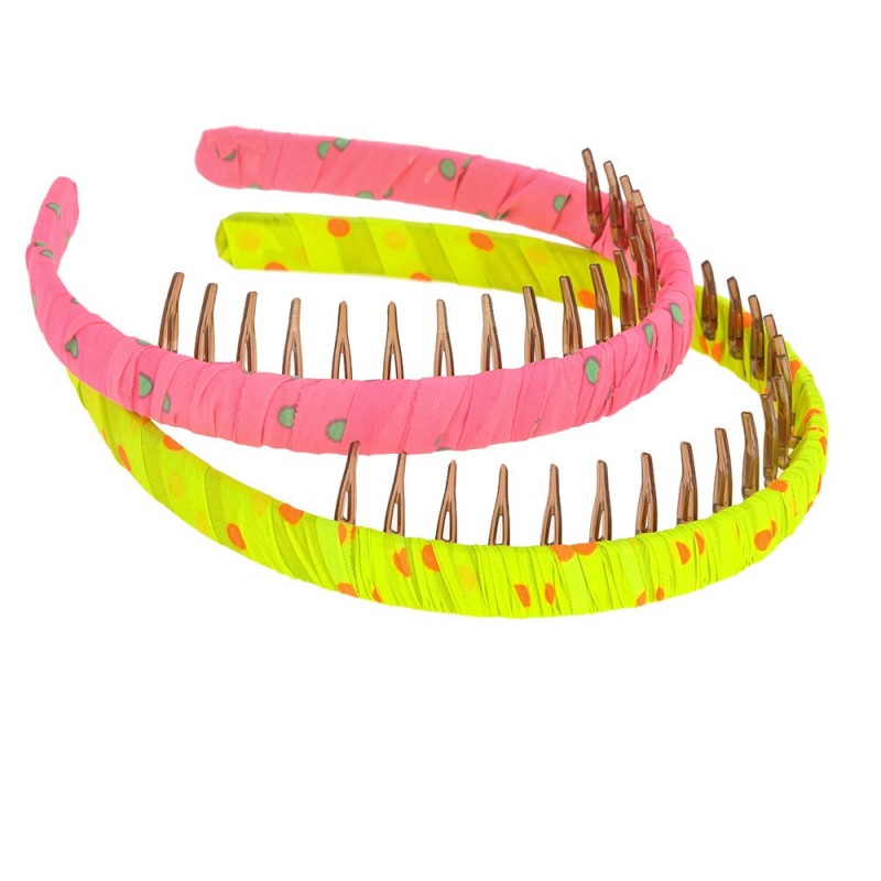 Набор обручей для волос с гребнем и принтом горошек (8193)