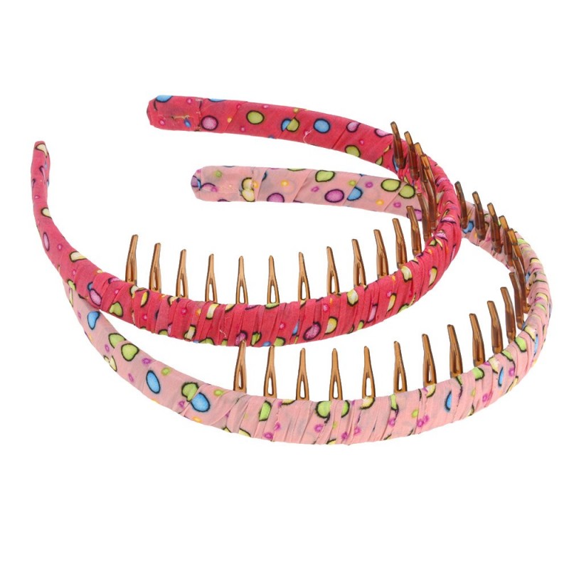 Набор обручей для волос с гребнем и принтом горошек (8321)