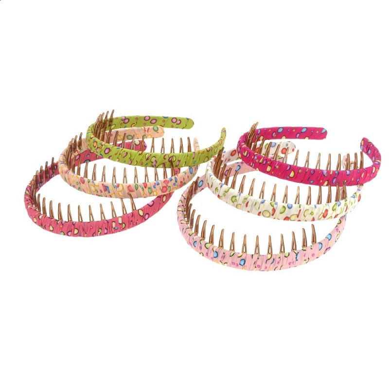 Набор обручей для волос с гребнем и принтом горошек (8321)