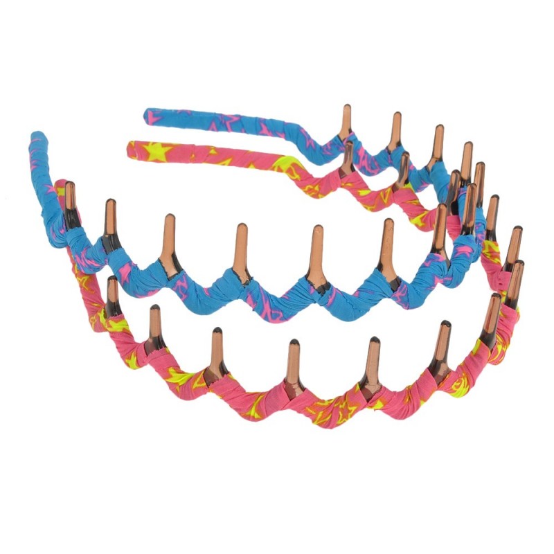 Набор обручей для волос с гребнем и принтом звездочка (8323)