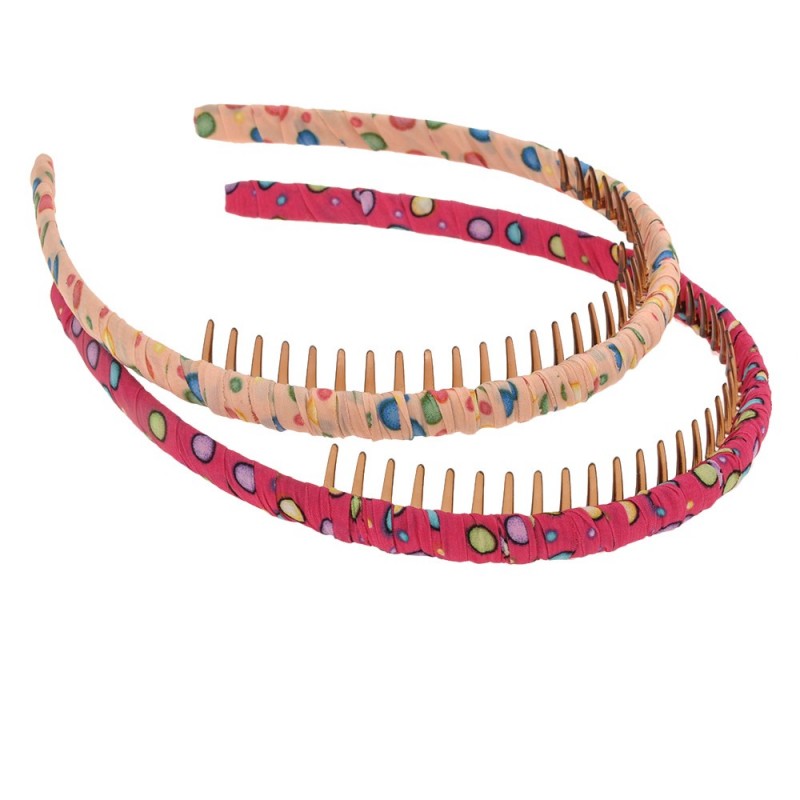 Набор обручей для волос с гребнем и принтом горошек (8324)