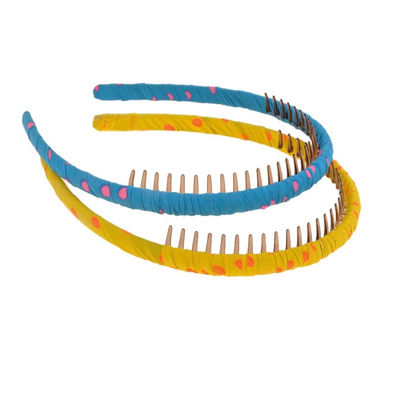 Набор обручей для волос с гребнем и принтом горошек (8325)