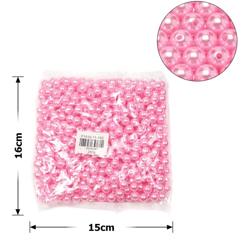 Набор жемчужных бусин 10мм 500шт 250г розовый (15768)