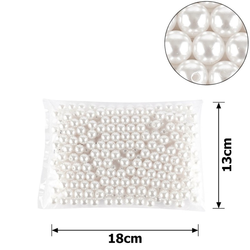 Набор жемчужных бусин 12мм 295шт 250г белый (15772)