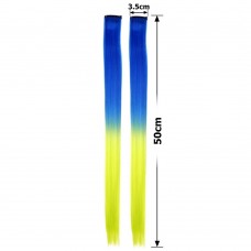 Набор прядей-канекалонов на заколке 50см сине-желтые (25785)