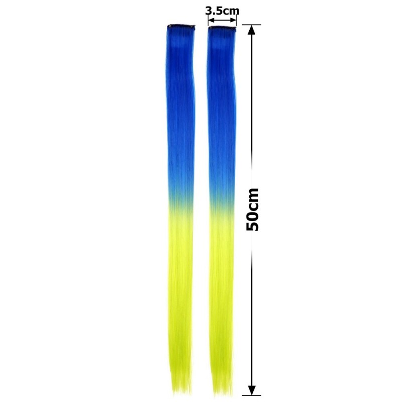 Набор прядей-канекалонов на заколке 50см сине-желтые (25785)