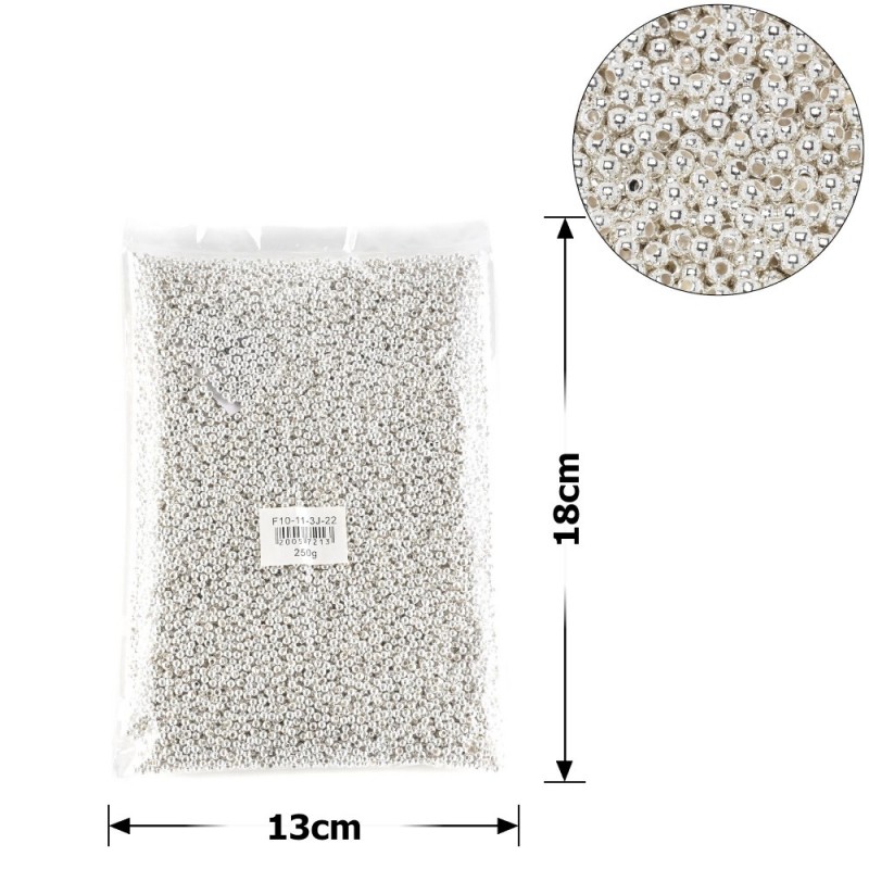 Набор жемчужных бусин 3мм 250г серебристый (25804)
