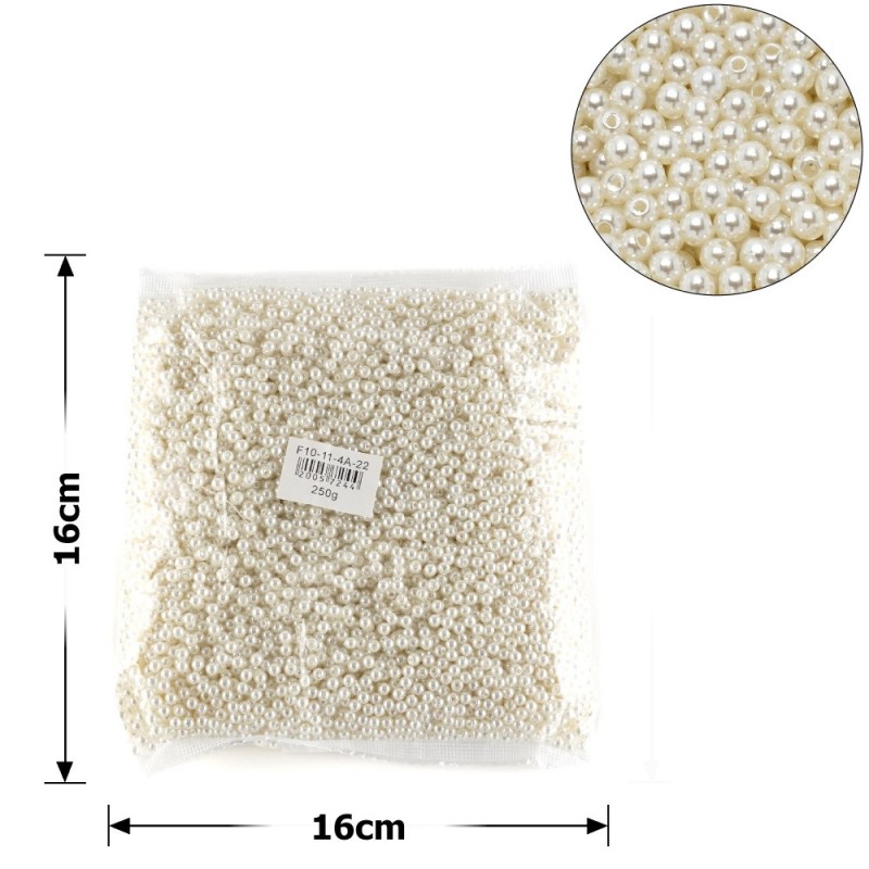 Набор жемчужных бусин 4мм 250г молочный (25807)