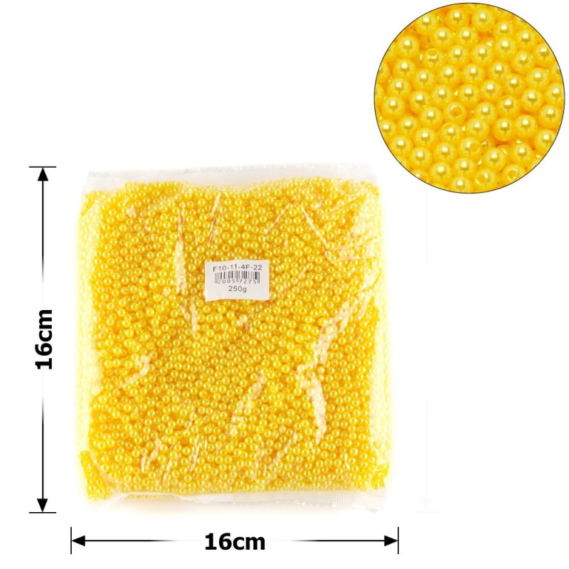 Набор жемчужных бусин 4мм 250г желтый (25810)