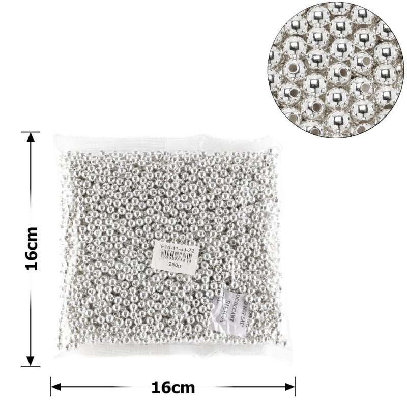 Набор жемчужных бусин 6мм 2500шт 250г серебристый (25821)